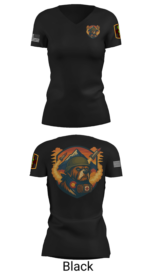 Womens Short Sleeve Vneck Shirt, 10th Field Hospital (FWD), , Teamtime, Team time, sublimation, custom sports apparel, team uniforms, spirit wear, spiritwear, sports uniforms, custom shirts, team store, custom team store, fundraiser sports, apparel fundraiser