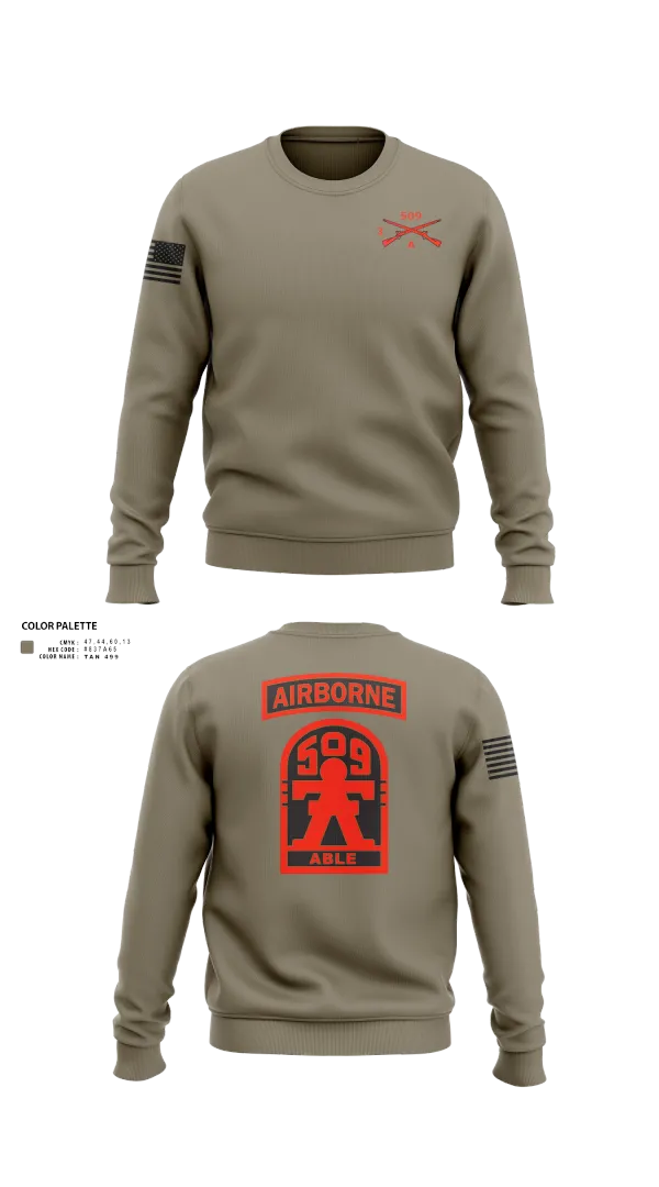 Crew Neck Sweatshirt, 3-509th Parachute Infantry BN Able Nation, , Teamtime, Team time, sublimation, custom sports apparel, team uniforms, spirit wear, spiritwear, sports uniforms, custom shirts, team store, custom team store, fundraiser sports, apparel fundraiser