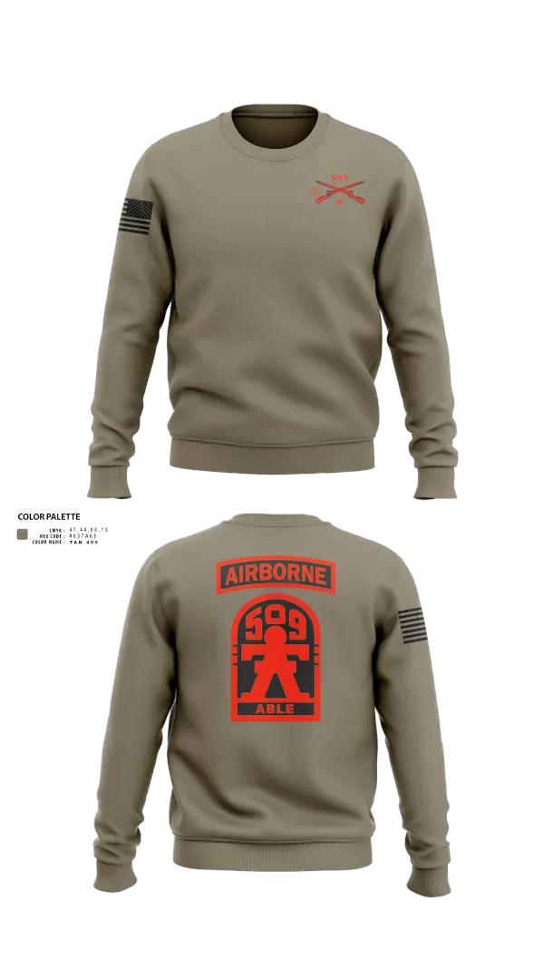Crew Neck Sweatshirt, 3-509th Parachute Infantry BN Able Nation, , Teamtime, Team time, sublimation, custom sports apparel, team uniforms, spirit wear, spiritwear, sports uniforms, custom shirts, team store, custom team store, fundraiser sports, apparel fundraiser