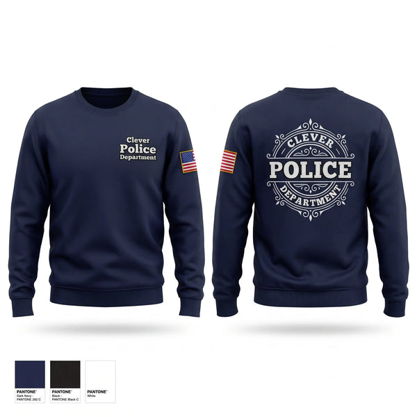 Crew Neck Sweatshirt, Clever Police Department, Police, Teamtime, Team time, sublimation, custom sports apparel, team uniforms, spirit wear, spiritwear, sports uniforms, custom shirts, team store, custom team store, fundraiser sports, apparel fundraiser