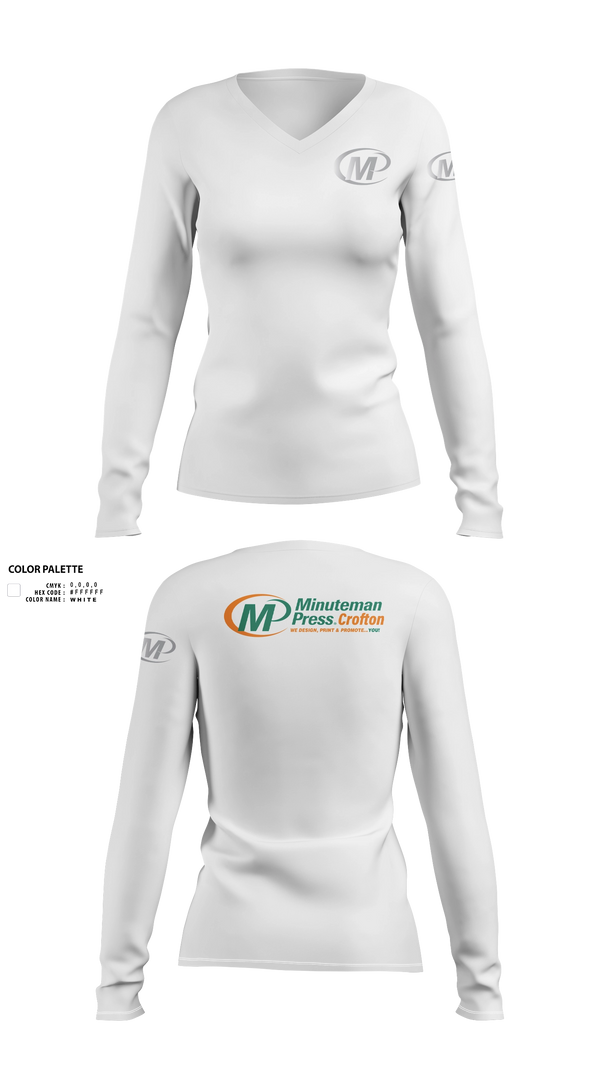 Womens Long Sleeve Vneck Shirt, LaTasha Ward - Minuteman Press Crofton , , Teamtime, Team time, sublimation, custom sports apparel, team uniforms, spirit wear, spiritwear, sports uniforms, custom shirts, team store, custom team store, fundraiser sports, apparel fundraiser