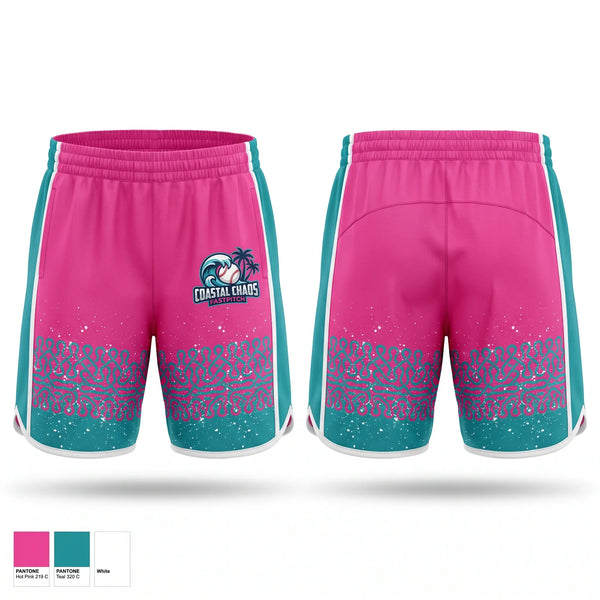 Womens Shorts, Coastal Chaos, Softball, Teamtime, Team time, sublimation, custom sports apparel, team uniforms, spirit wear, spiritwear, sports uniforms, custom shirts, team store, custom team store, fundraiser sports, apparel fundraiser