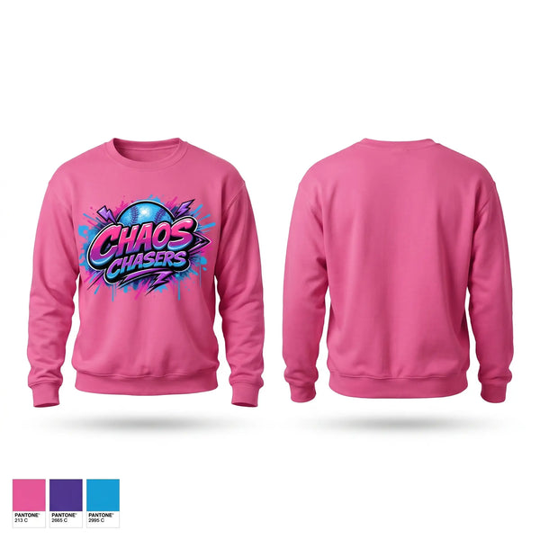 Crew Neck Sweatshirt, Chaos Chasers, Softball, Teamtime, Team time, sublimation, custom sports apparel, team uniforms, spirit wear, spiritwear, sports uniforms, custom shirts, team store, custom team store, fundraiser sports, apparel fundraiser