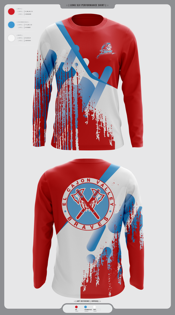 Long Sleeve Performance Shirt, El Cajon Valley High School Cheer, Cheer, Teamtime, Team time, sublimation, custom sports apparel, team uniforms, spirit wear, spiritwear, sports uniforms, custom shirts, team store, custom team store, fundraiser sports, apparel fundraiser