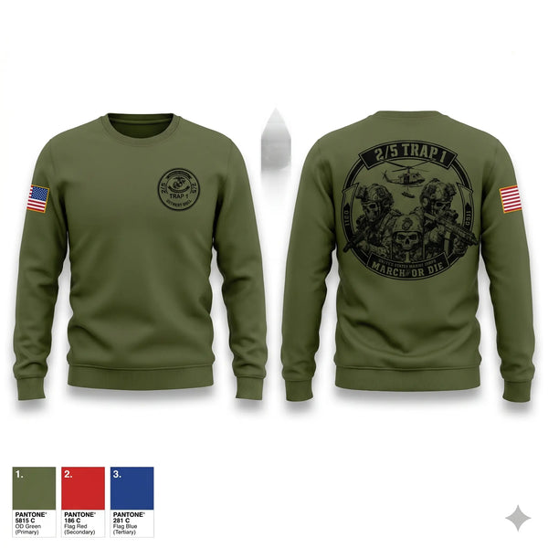 Crew Neck Sweatshirt, 2/5 TRAP 1, Marines, Teamtime, Team time, sublimation, custom sports apparel, team uniforms, spirit wear, spiritwear, sports uniforms, custom shirts, team store, custom team store, fundraiser sports, apparel fundraiser