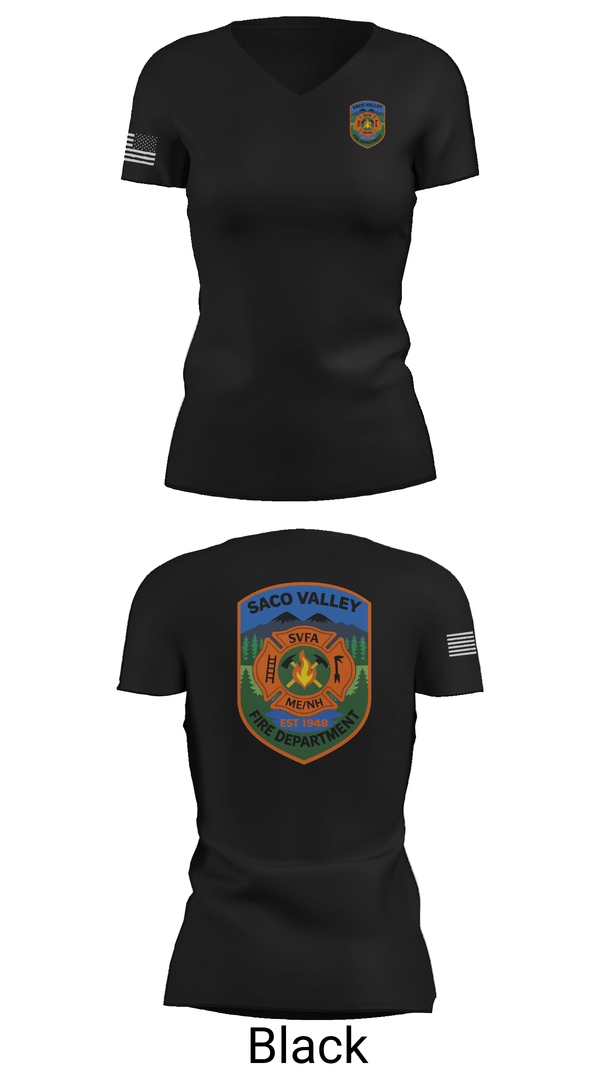 Womens Short Sleeve Vneck Shirt, Saco Valley Fire Department, Fire Department, Teamtime, Team time, sublimation, custom sports apparel, team uniforms, spirit wear, spiritwear, sports uniforms, custom shirts, team store, custom team store, fundraiser sports, apparel fundraiser
