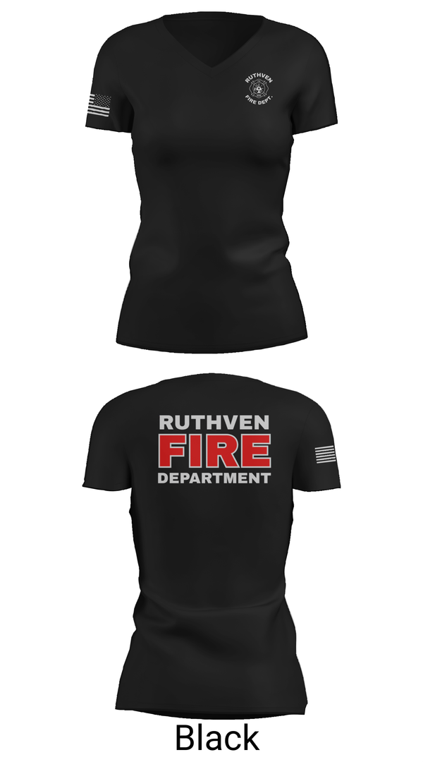 Womens Short Sleeve Vneck Shirt, Ruthven Fire Department, Fire Department, Teamtime, Team time, sublimation, custom sports apparel, team uniforms, spirit wear, spiritwear, sports uniforms, custom shirts, team store, custom team store, fundraiser sports, apparel fundraiser