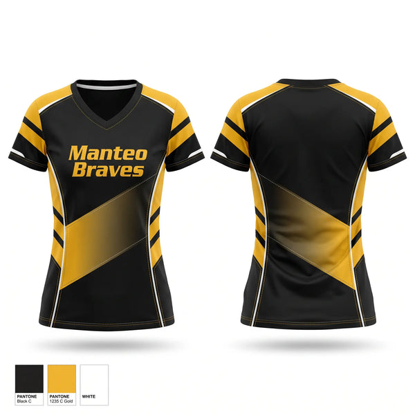 Womens Short Sleeve Vneck Shirt, Manteo Braves, Women's Basketball, Teamtime, Team time, sublimation, custom sports apparel, team uniforms, spirit wear, spiritwear, sports uniforms, custom shirts, team store, custom team store, fundraiser sports, apparel fundraiser