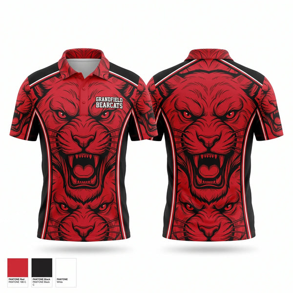 Short Sleeve Performance Polo, Grandfield Bearcats, Men's Basketball, Teamtime, Team time, sublimation, custom sports apparel, team uniforms, spirit wear, spiritwear, sports uniforms, custom shirts, team store, custom team store, fundraiser sports, apparel fundraiser