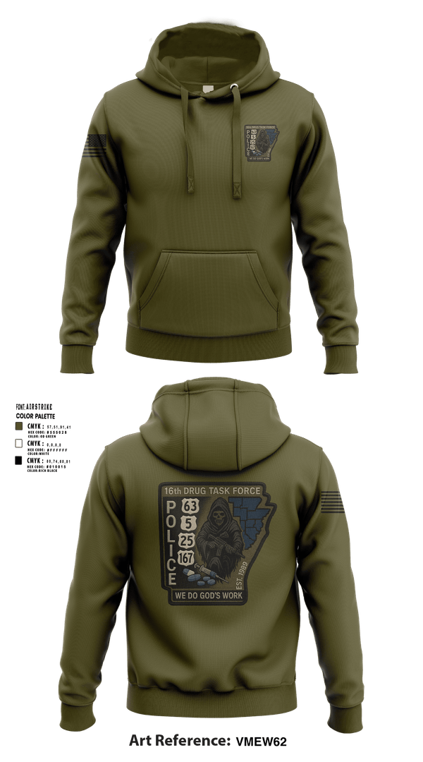 Hoodie, 16th Drug Task Force, Police, Teamtime, Team time, sublimation, custom sports apparel, team uniforms, spirit wear, spiritwear, sports uniforms, custom shirts, team store, custom team store, fundraiser sports, apparel fundraiser