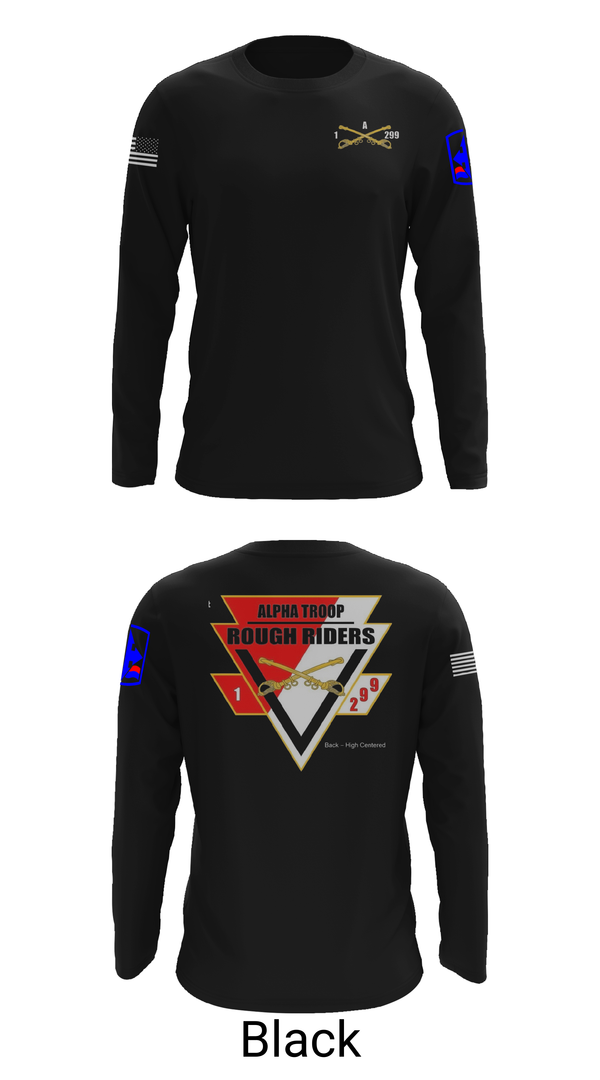 Long Sleeve Performance Shirt, A Troop, 1st squadron-299th Calvary Regiment, , Teamtime, Team time, sublimation, custom sports apparel, team uniforms, spirit wear, spiritwear, sports uniforms, custom shirts, team store, custom team store, fundraiser sports, apparel fundraiser