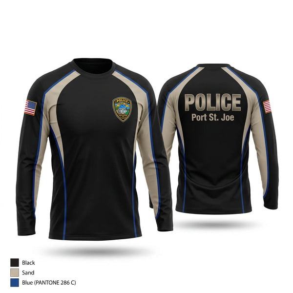 Long Sleeve Performance Shirt, Port St. Joe Police Department, Police, Teamtime, Team time, sublimation, custom sports apparel, team uniforms, spirit wear, spiritwear, sports uniforms, custom shirts, team store, custom team store, fundraiser sports, apparel fundraiser