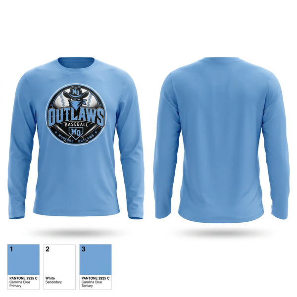 Long Sleeve Performance Shirt, Munford Outlaws, Baseball, Teamtime, Team time, sublimation, custom sports apparel, team uniforms, spirit wear, spiritwear, sports uniforms, custom shirts, team store, custom team store, fundraiser sports, apparel fundraiser