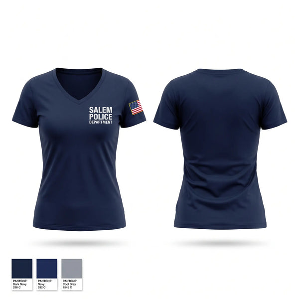 Womens Short Sleeve Vneck Shirt, Salem Police Department, Police, Teamtime, Team time, sublimation, custom sports apparel, team uniforms, spirit wear, spiritwear, sports uniforms, custom shirts, team store, custom team store, fundraiser sports, apparel fundraiser