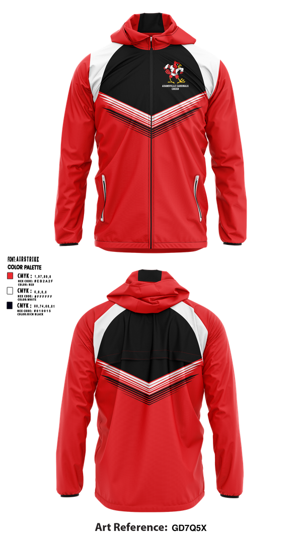 Windbreaker, Adamsville Cardinals Cheer, Cheer, Teamtime, Team time, sublimation, custom sports apparel, team uniforms, spirit wear, spiritwear, sports uniforms, custom shirts, team store, custom team store, fundraiser sports, apparel fundraiser