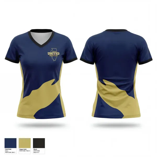 Womens Short Sleeve Vneck Shirt, Illinois United (ISVI Co-op), Wrestling, Teamtime, Team time, sublimation, custom sports apparel, team uniforms, spirit wear, spiritwear, sports uniforms, custom shirts, team store, custom team store, fundraiser sports, apparel fundraiser