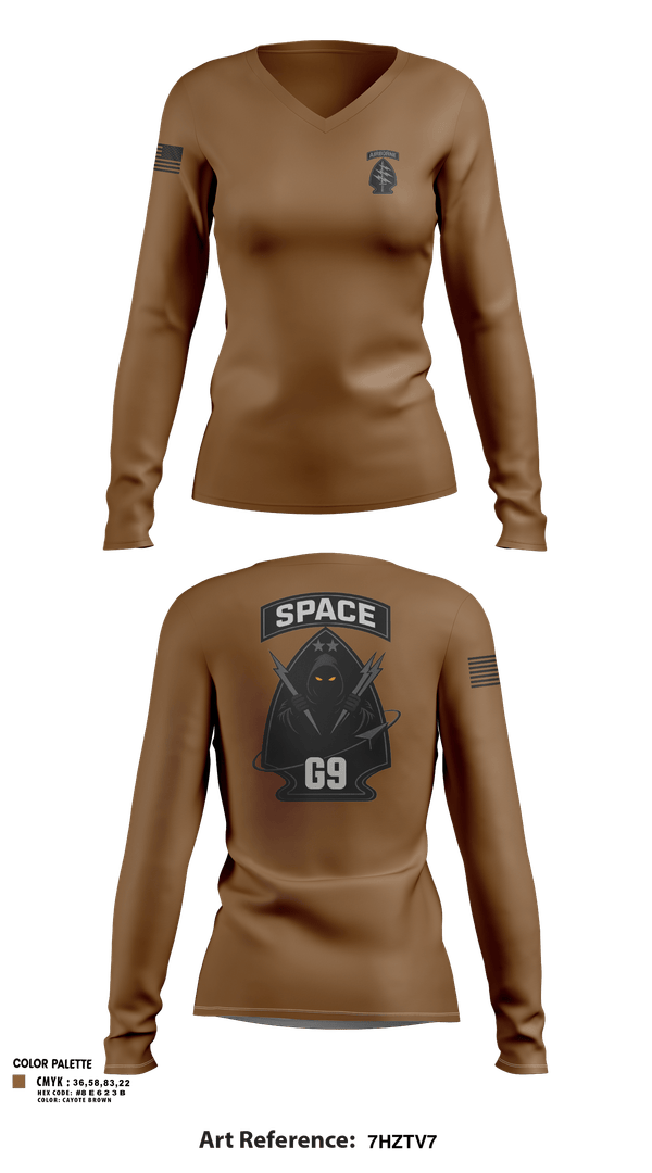 Womens Long Sleeve Vneck Shirt, 1st Special Forces CMD, Army, Teamtime, Team time, sublimation, custom sports apparel, team uniforms, spirit wear, spiritwear, sports uniforms, custom shirts, team store, custom team store, fundraiser sports, apparel fundraiser