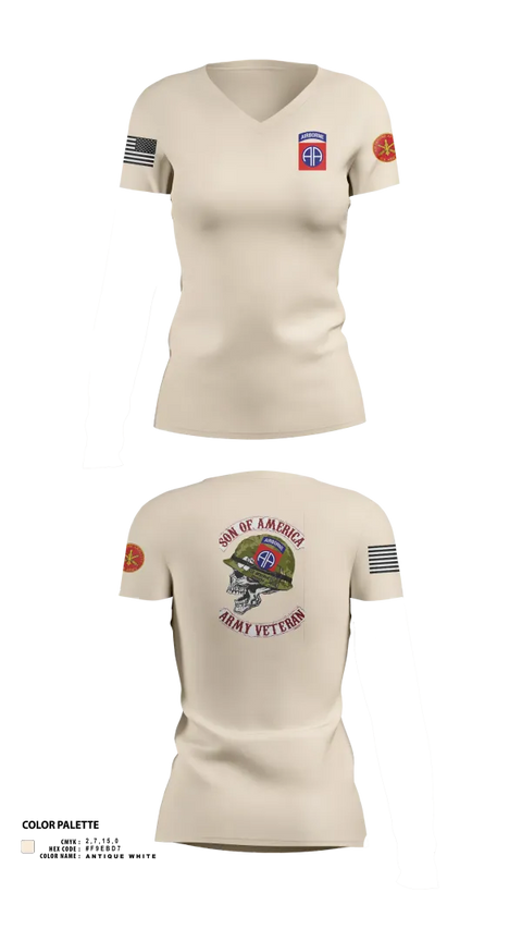 Womens Short Sleeve Vneck Shirt, 82d ABN DIV, , Teamtime, Team time, sublimation, custom sports apparel, team uniforms, spirit wear, spiritwear, sports uniforms, custom shirts, team store, custom team store, fundraiser sports, apparel fundraiser