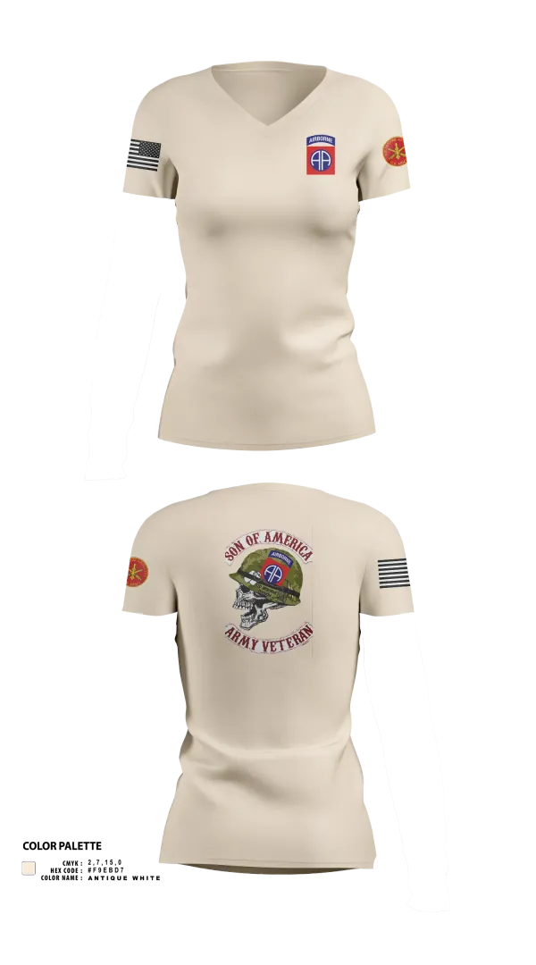 Womens Short Sleeve Vneck Shirt, 82d ABN DIV, , Teamtime, Team time, sublimation, custom sports apparel, team uniforms, spirit wear, spiritwear, sports uniforms, custom shirts, team store, custom team store, fundraiser sports, apparel fundraiser