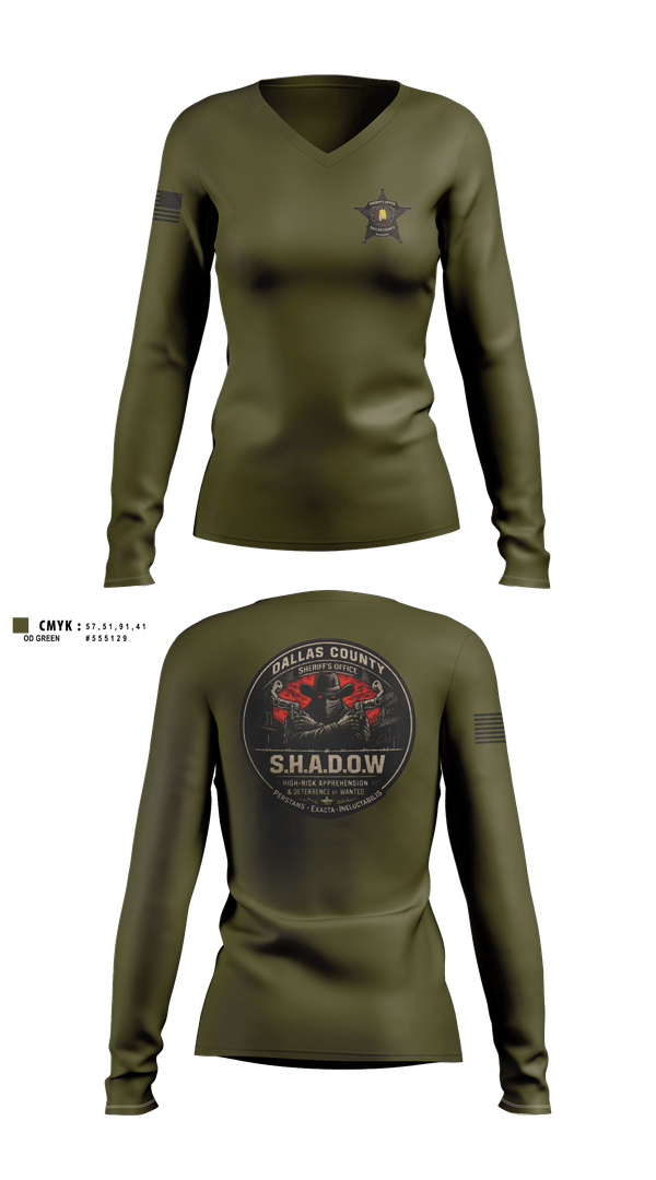 Womens Long Sleeve Vneck Shirt, SHADOW, Police, Teamtime, Team time, sublimation, custom sports apparel, team uniforms, spirit wear, spiritwear, sports uniforms, custom shirts, team store, custom team store, fundraiser sports, apparel fundraiser