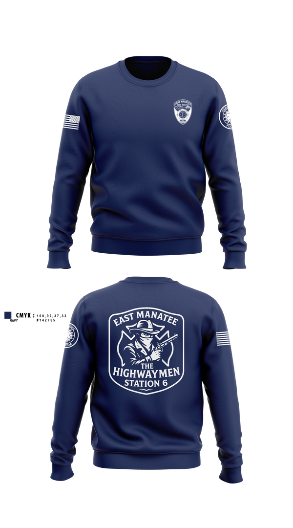 Crew Neck Sweatshirt, East Manatee, Fire Department, Teamtime, Team time, sublimation, custom sports apparel, team uniforms, spirit wear, spiritwear, sports uniforms, custom shirts, team store, custom team store, fundraiser sports, apparel fundraiser