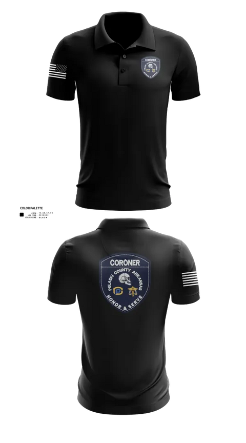 Short Sleeve Performance Polo, Pulaski County Coroner’s Office, Police, Teamtime, Team time, sublimation, custom sports apparel, team uniforms, spirit wear, spiritwear, sports uniforms, custom shirts, team store, custom team store, fundraiser sports, apparel fundraiser