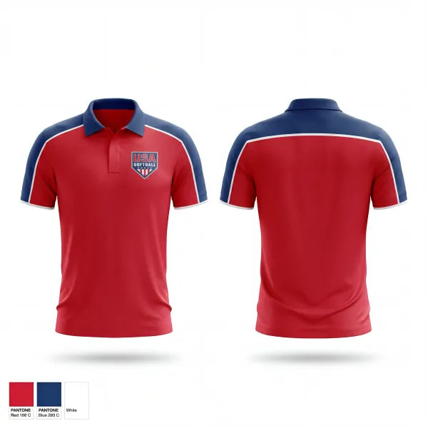 Short Sleeve Performance Polo, USA Softball of Alaska, Softball, Teamtime, Team time, sublimation, custom sports apparel, team uniforms, spirit wear, spiritwear, sports uniforms, custom shirts, team store, custom team store, fundraiser sports, apparel fundraiser