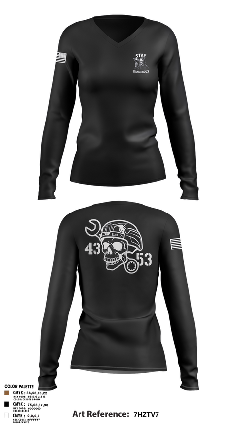 Womens Long Sleeve Vneck Shirt, 4-3 AHB, , Teamtime, Team time, sublimation, custom sports apparel, team uniforms, spirit wear, spiritwear, sports uniforms, custom shirts, team store, custom team store, fundraiser sports, apparel fundraiser