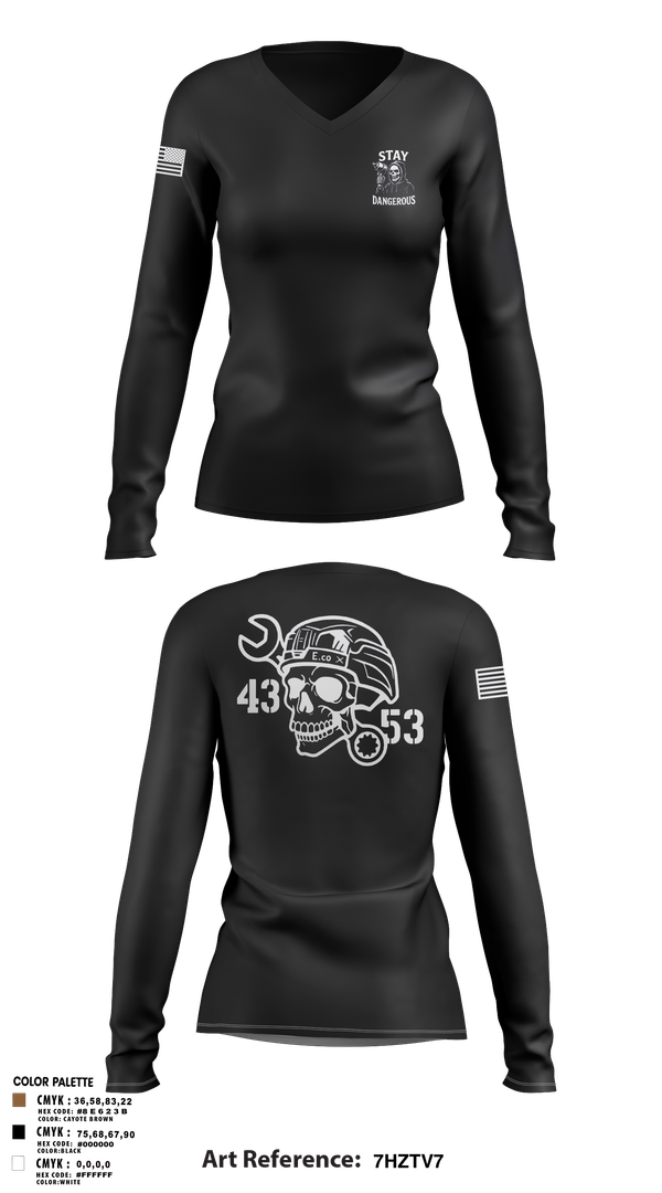 Womens Long Sleeve Vneck Shirt, 4-3 AHB, , Teamtime, Team time, sublimation, custom sports apparel, team uniforms, spirit wear, spiritwear, sports uniforms, custom shirts, team store, custom team store, fundraiser sports, apparel fundraiser