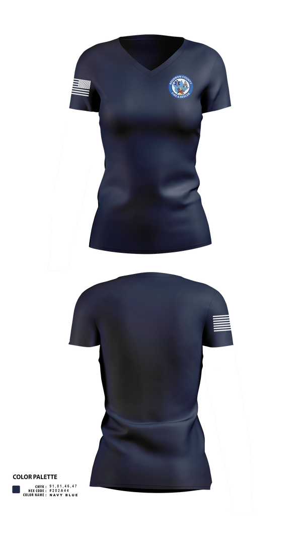 Womens Short Sleeve Vneck Shirt, Bourbon County Fire and Rescue, Fire Department, Teamtime, Team time, sublimation, custom sports apparel, team uniforms, spirit wear, spiritwear, sports uniforms, custom shirts, team store, custom team store, fundraiser sports, apparel fundraiser