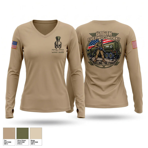 Womens Long Sleeve Vneck Shirt, 616th QM CO, Army, Teamtime, Team time, sublimation, custom sports apparel, team uniforms, spirit wear, spiritwear, sports uniforms, custom shirts, team store, custom team store, fundraiser sports, apparel fundraiser