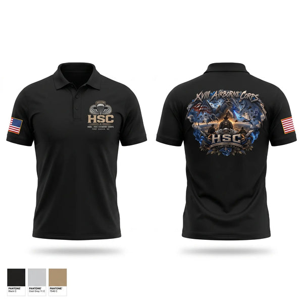 Short Sleeve Performance Polo, XVIII AIRBORNE CORPS, Army, Teamtime, Team time, sublimation, custom sports apparel, team uniforms, spirit wear, spiritwear, sports uniforms, custom shirts, team store, custom team store, fundraiser sports, apparel fundraiser