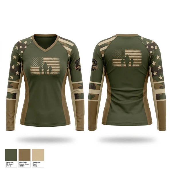 Womens Long Sleeve Vneck Shirt, Camel kids 2026, Wrestling, Teamtime, Team time, sublimation, custom sports apparel, team uniforms, spirit wear, spiritwear, sports uniforms, custom shirts, team store, custom team store, fundraiser sports, apparel fundraiser