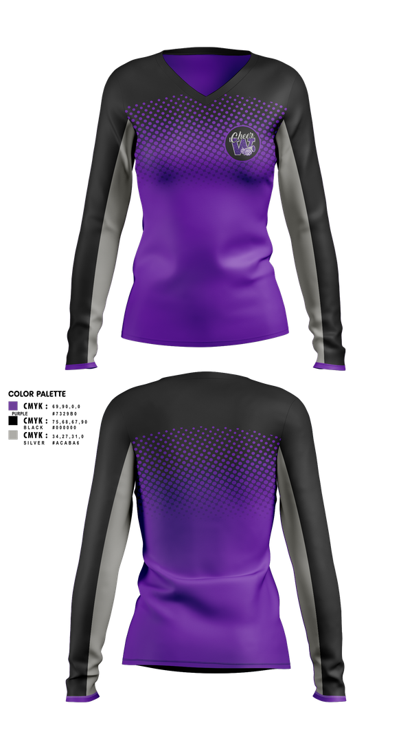 Womens Long Sleeve Vneck Shirt, Soledad Warriors Cheer, Cheer, Teamtime, Team time, sublimation, custom sports apparel, team uniforms, spirit wear, spiritwear, sports uniforms, custom shirts, team store, custom team store, fundraiser sports, apparel fundraiser