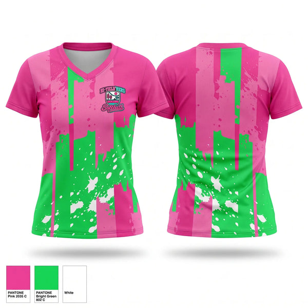 Womens Short Sleeve Vneck Shirt, Hi’Yield’Hers 10u, Softball, Teamtime, Team time, sublimation, custom sports apparel, team uniforms, spirit wear, spiritwear, sports uniforms, custom shirts, team store, custom team store, fundraiser sports, apparel fundraiser