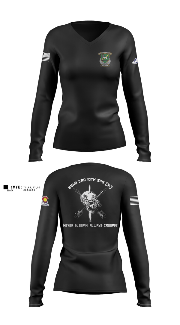 Womens Long Sleeve Vneck Shirt, 82nd CRD, Army, Teamtime, Team time, sublimation, custom sports apparel, team uniforms, spirit wear, spiritwear, sports uniforms, custom shirts, team store, custom team store, fundraiser sports, apparel fundraiser