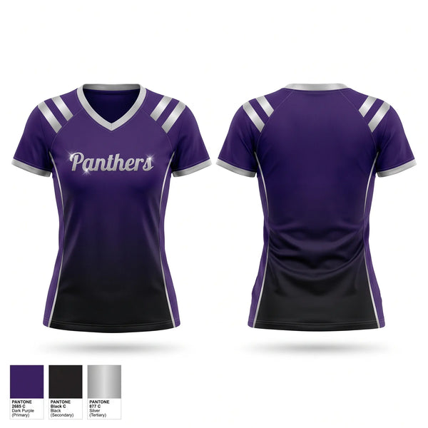 Womens Short Sleeve Vneck Shirt, Panthers, Cheer, Teamtime, Team time, sublimation, custom sports apparel, team uniforms, spirit wear, spiritwear, sports uniforms, custom shirts, team store, custom team store, fundraiser sports, apparel fundraiser