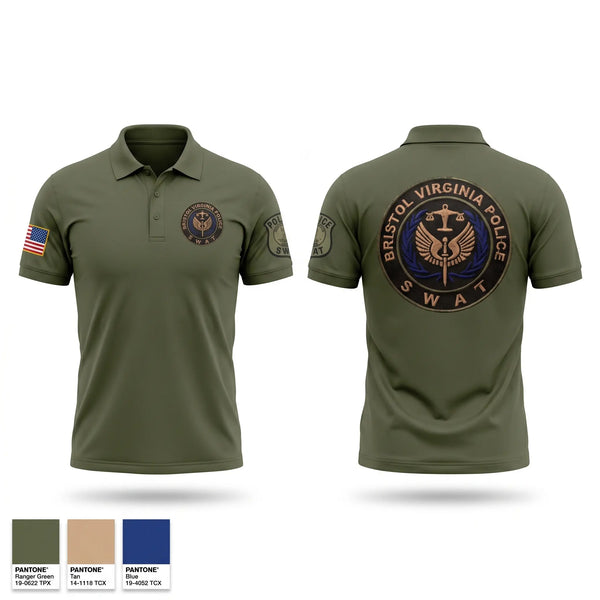Short Sleeve Performance Polo, Bristol Virginia SWAT, Police, Teamtime, Team time, sublimation, custom sports apparel, team uniforms, spirit wear, spiritwear, sports uniforms, custom shirts, team store, custom team store, fundraiser sports, apparel fundraiser