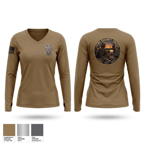 Womens Long Sleeve Vneck Shirt, 345 MP CO 3rd PLT, Army, Teamtime, Team time, sublimation, custom sports apparel, team uniforms, spirit wear, spiritwear, sports uniforms, custom shirts, team store, custom team store, fundraiser sports, apparel fundraiser
