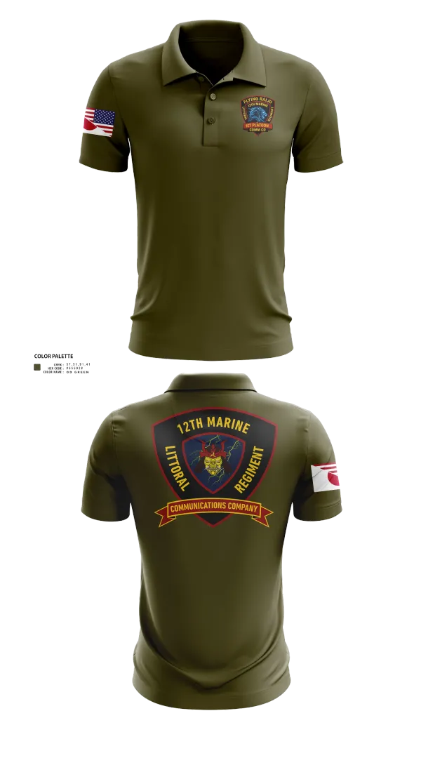 Short Sleeve Performance Polo, 12th MLR Headquarters Element, Marines, Teamtime, Team time, sublimation, custom sports apparel, team uniforms, spirit wear, spiritwear, sports uniforms, custom shirts, team store, custom team store, fundraiser sports, apparel fundraiser