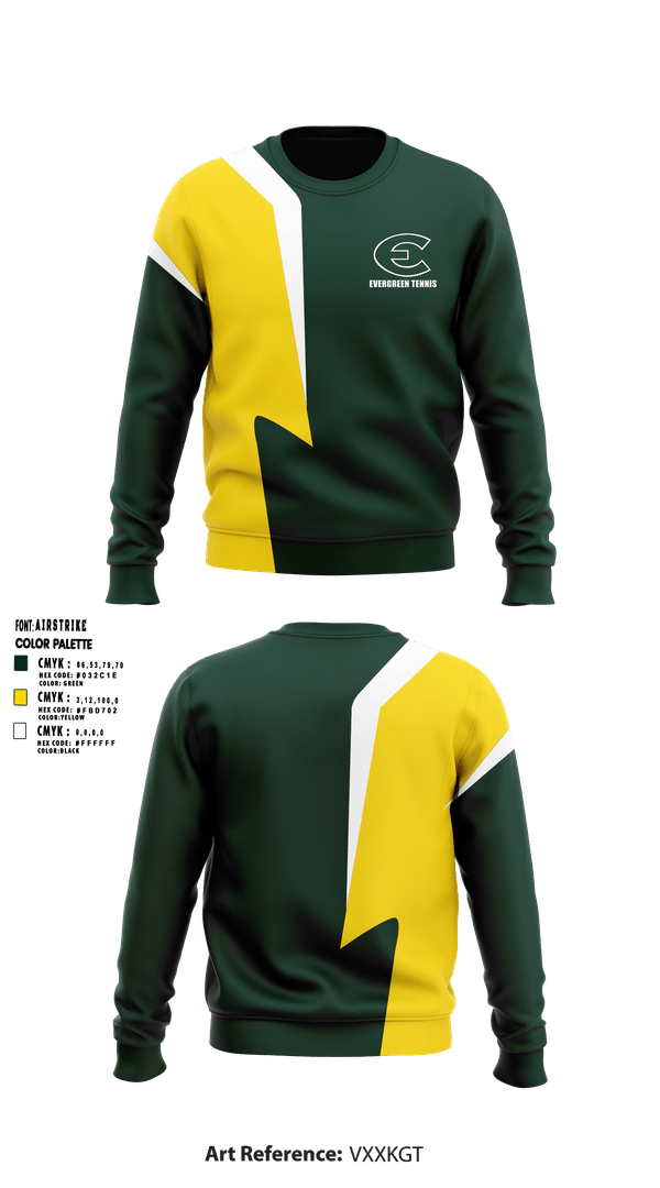 Crew Neck Sweatshirt, Evergreen High School Tennis, Tennis, Teamtime, Team time, sublimation, custom sports apparel, team uniforms, spirit wear, spiritwear, sports uniforms, custom shirts, team store, custom team store, fundraiser sports, apparel fundraiser