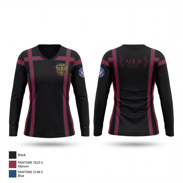 Womens Long Sleeve Vneck Shirt, Plano United Fc, Men's Soccer, Teamtime, Team time, sublimation, custom sports apparel, team uniforms, spirit wear, spiritwear, sports uniforms, custom shirts, team store, custom team store, fundraiser sports, apparel fundraiser