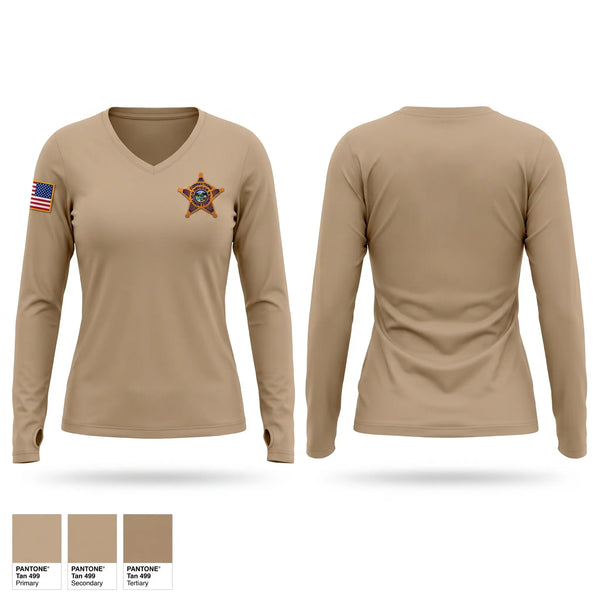 Womens Long Sleeve Vneck Shirt, Davison County, Police, Teamtime, Team time, sublimation, custom sports apparel, team uniforms, spirit wear, spiritwear, sports uniforms, custom shirts, team store, custom team store, fundraiser sports, apparel fundraiser