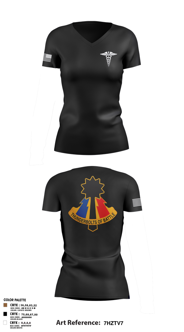 Womens Short Sleeve Vneck Shirt, 194th AR BDE HRT Medics, Army, Teamtime, Team time, sublimation, custom sports apparel, team uniforms, spirit wear, spiritwear, sports uniforms, custom shirts, team store, custom team store, fundraiser sports, apparel fundraiser