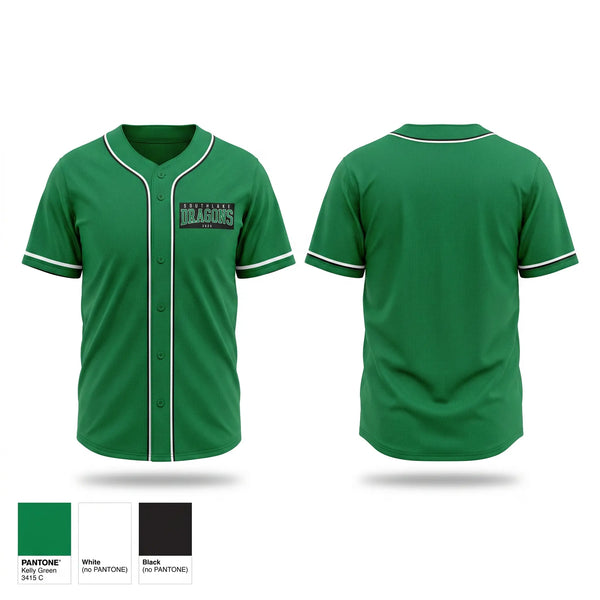 Full Button Baseball Jersey, Dragons, Baseball, Teamtime, Team time, sublimation, custom sports apparel, team uniforms, spirit wear, spiritwear, sports uniforms, custom shirts, team store, custom team store, fundraiser sports, apparel fundraiser