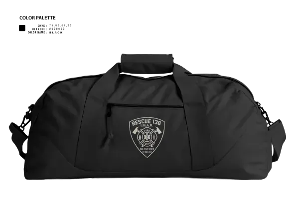 Duffle Bag, Rescue 136, Fire Department, Teamtime, Team time, sublimation, custom sports apparel, team uniforms, spirit wear, spiritwear, sports uniforms, custom shirts, team store, custom team store, fundraiser sports, apparel fundraiser