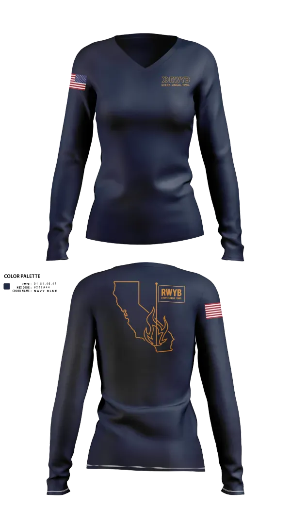 Womens Long Sleeve Vneck Shirt, RWYB GC, Golf, Teamtime, Team time, sublimation, custom sports apparel, team uniforms, spirit wear, spiritwear, sports uniforms, custom shirts, team store, custom team store, fundraiser sports, apparel fundraiser