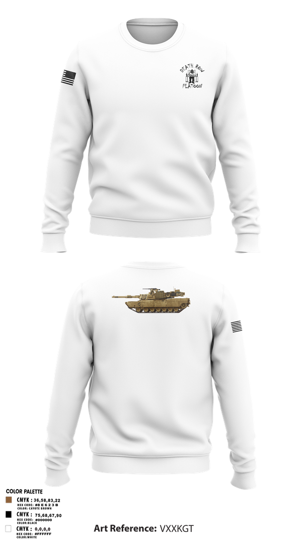 Crew Neck Sweatshirt, Death Row Platoon, Tomahawk Troop, 5/4 CAV, 2ABCT, 1ID, , Teamtime, Team time, sublimation, custom sports apparel, team uniforms, spirit wear, spiritwear, sports uniforms, custom shirts, team store, custom team store, fundraiser sports, apparel fundraiser