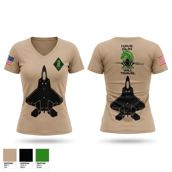 Womens Short Sleeve Vneck Shirt, VMFA-121, Marines, Teamtime, Team time, sublimation, custom sports apparel, team uniforms, spirit wear, spiritwear, sports uniforms, custom shirts, team store, custom team store, fundraiser sports, apparel fundraiser