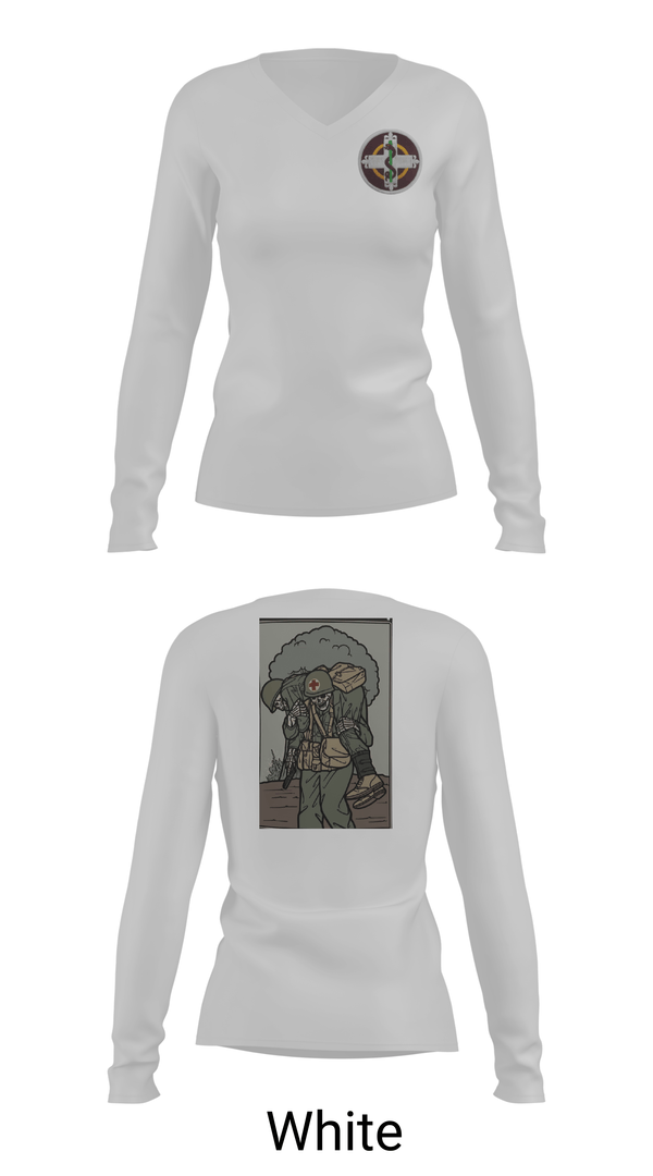 Womens Long Sleeve Vneck Shirt, 336th Med Det, Army, Teamtime, Team time, sublimation, custom sports apparel, team uniforms, spirit wear, spiritwear, sports uniforms, custom shirts, team store, custom team store, fundraiser sports, apparel fundraiser
